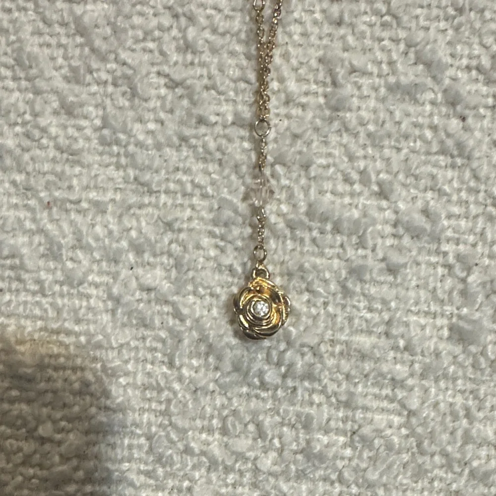 NWT Authentic Givenchy Gold Crystal Rose Pendant Necklace